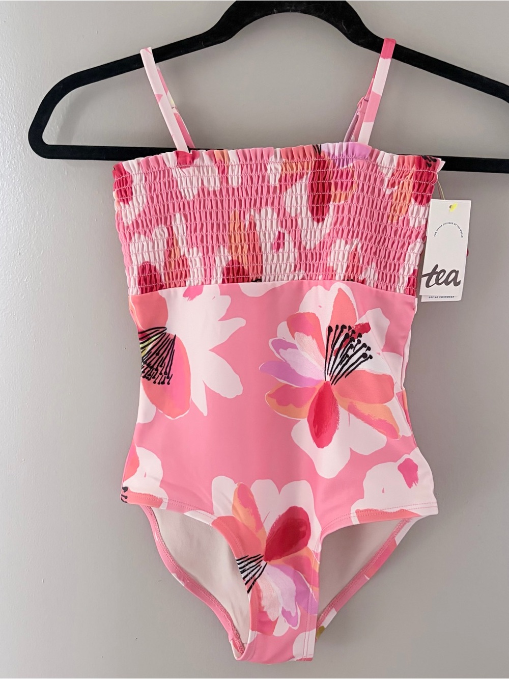 Tea Collection NWT Smocked One-Piece Swimsuit Floral Burst Size 10